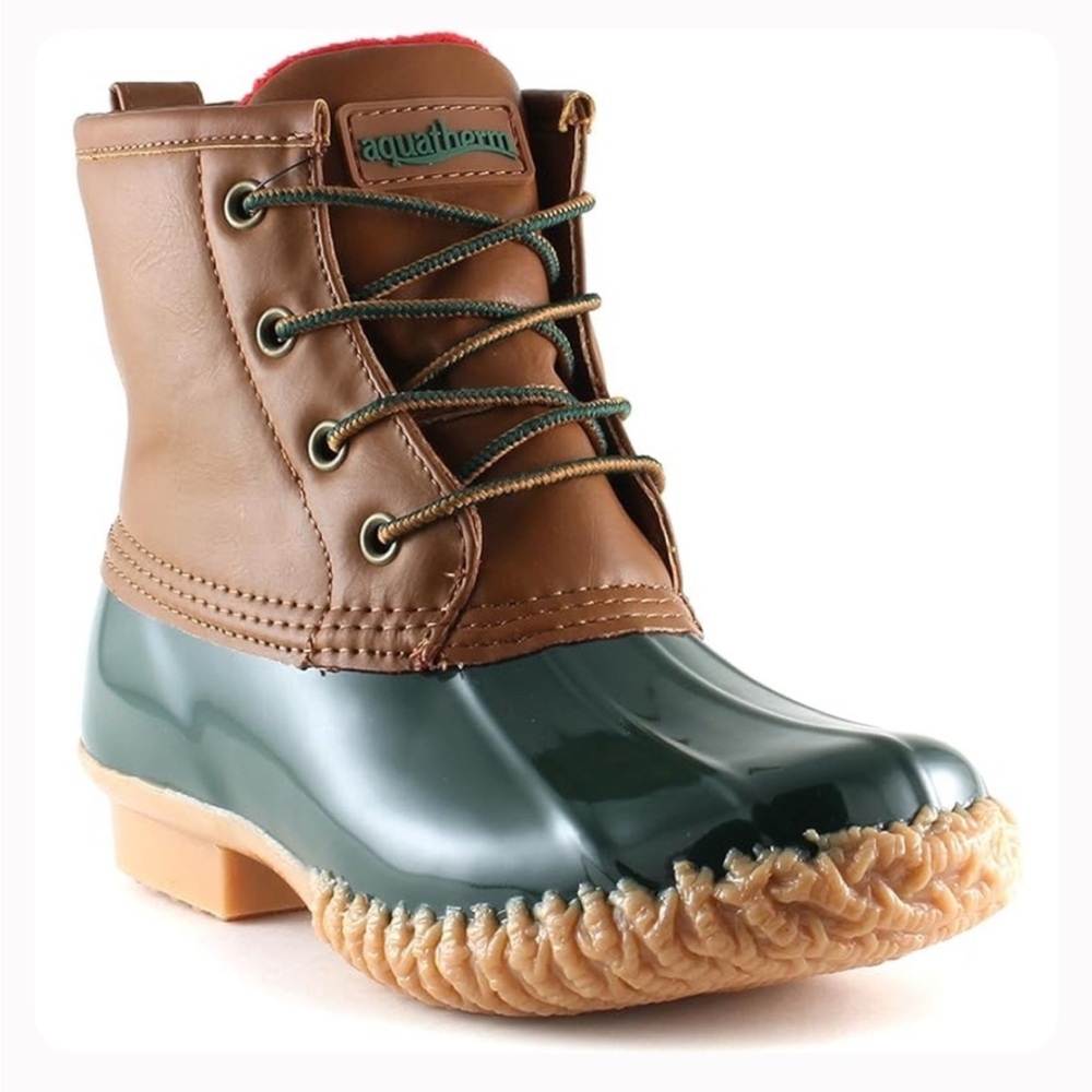 Aquatherm Great Condition Green and Brown Duck Boots in size 6
